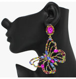 Oversized Butterfly Rhinestone Earrings