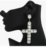 Oversize Cross Rhinestone Earrings