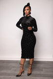 MOCK NECK MIDI DRESS