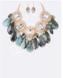 RESIN PEBBLES STATEMENT NECKLACE SET