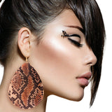 Brown Snake Print Earrings