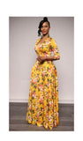 Yellow V-neck Maxi Dress
