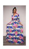 Blue V-neck Maxi Dress
