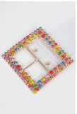 Crystal Square Buckle Clear Belt