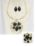Black Geometric Celluloid Necklace Set