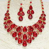 Red Rhinestone Necklace Set
