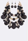 Black Chunky Statement Necklace Set