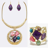 Multicolor Geometric Celluloid Necklace Set