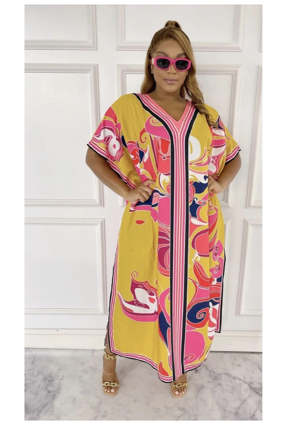 Yellow Kimono Maxi Dress
