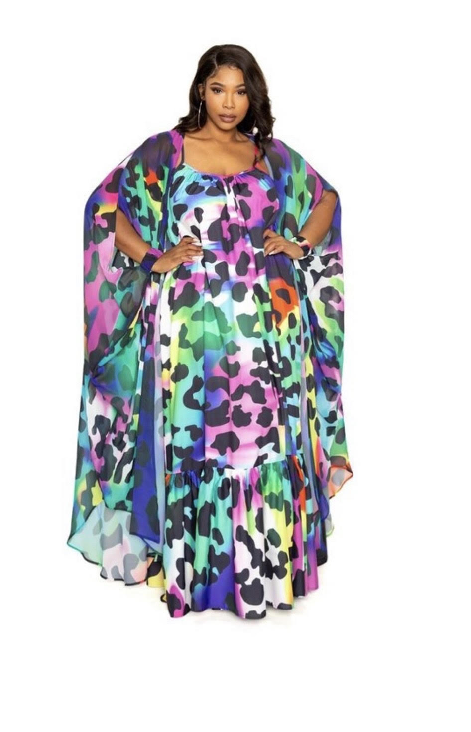 Multicolor Voluminous Maxi Dress