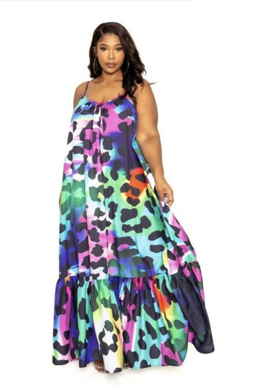 Multicolor Voluminous Maxi Dress