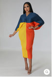 COLOR BLOCK MIDI DRESS 