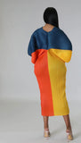 COLOR BLOCK MIDI DRESS 